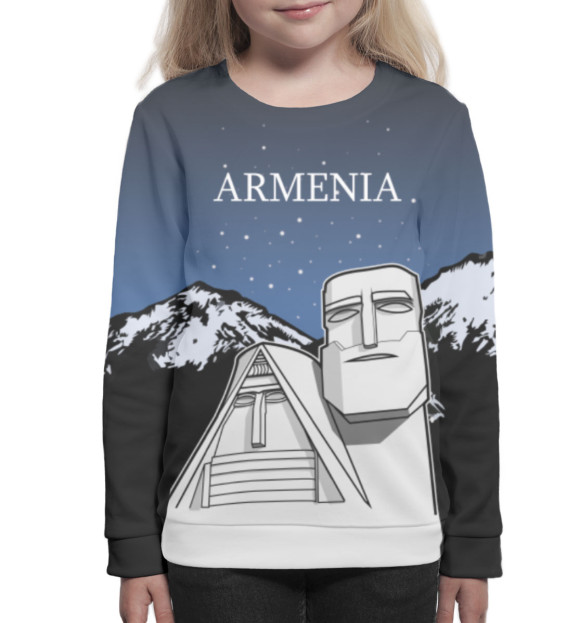 Свитшот для девочек с изображением Армения цвета Белый