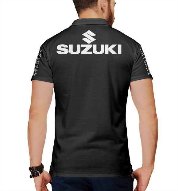 Мужское поло с изображением Suzuki цвета Белый
