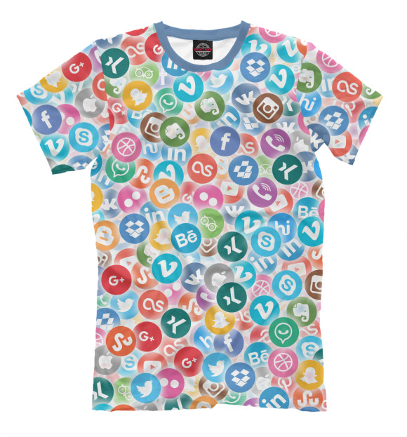 Мужская футболка с изображением Социальные сети цвета Молочно-белый
