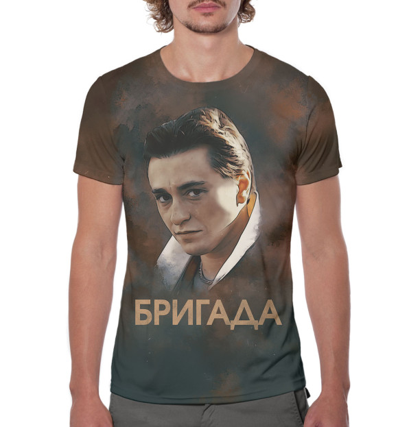 Мужская футболка с изображением Бригада цвета Белый
