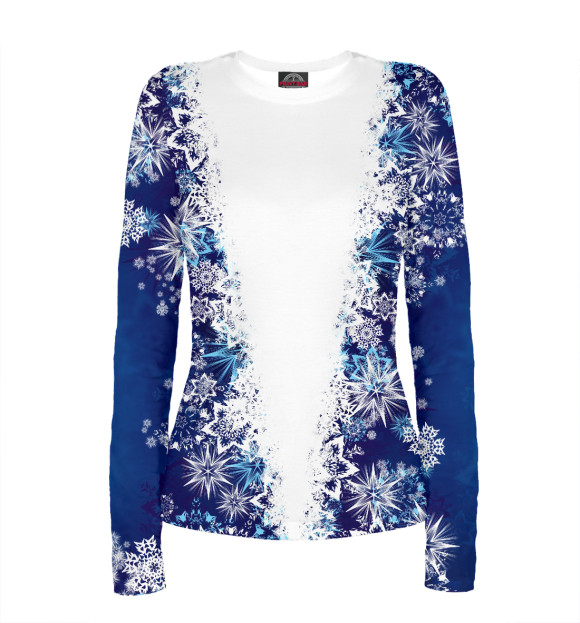 Женский лонгслив с изображением новый год цвета Белый