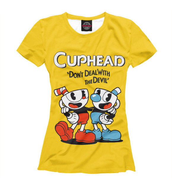 Женская футболка с изображением Cuphead цвета Белый