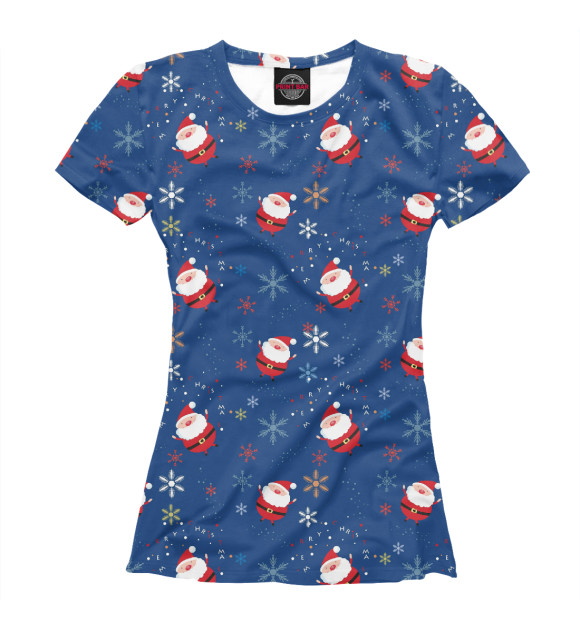 Женская футболка с притом Новый год цвета Белый Женская футболка с изображением Новый год цвета Белый