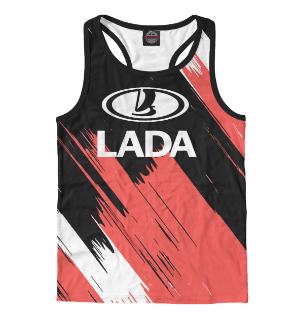 Мужская майка-борцовка с изображением LADA цвета Белый