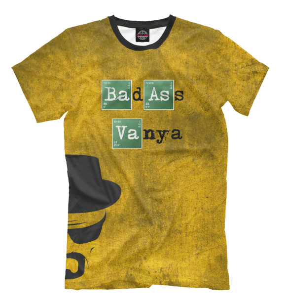 Мужская футболка с изображением Badass. Ваня цвета Светло-коричневый