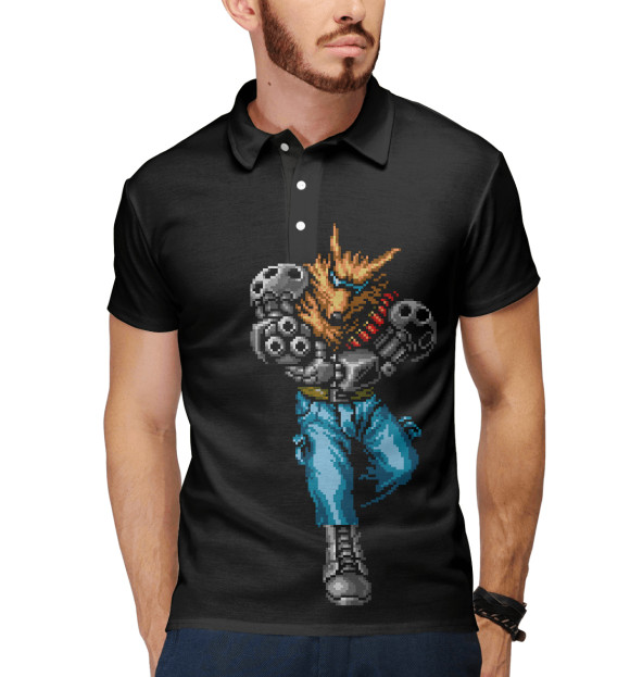 Мужское поло с изображением Contra Hard Corps: Fang цвета Белый