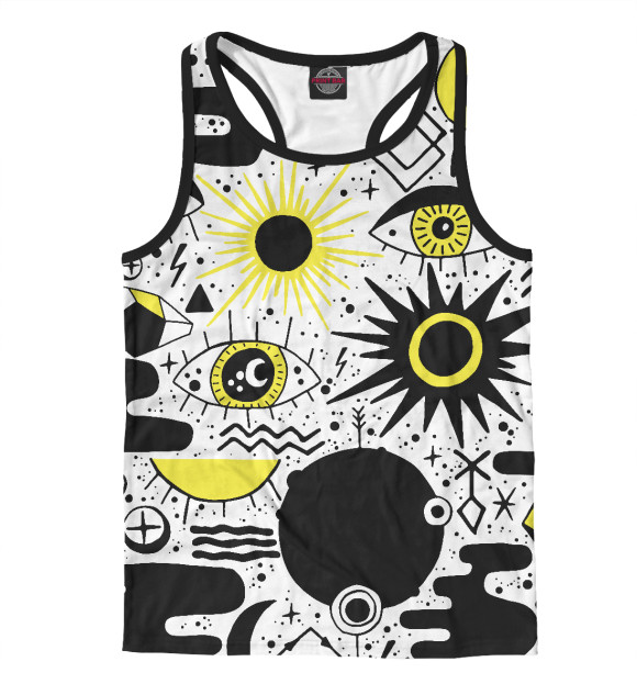 Мужская майка-борцовка с изображением Психоделика цвета Белый