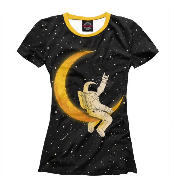 Женская футболка с изображением Лунный наездник цвета Белый