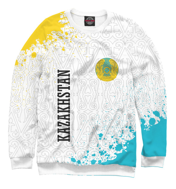 Свитшот для девочек с изображением Kazakhstan / Казахстан цвета Белый