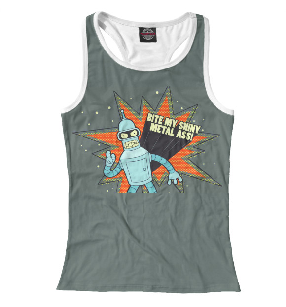 Женская майка-борцовка с изображением Bender цвета Белый