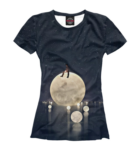 Женская футболка с изображением Я на луне цвета Белый