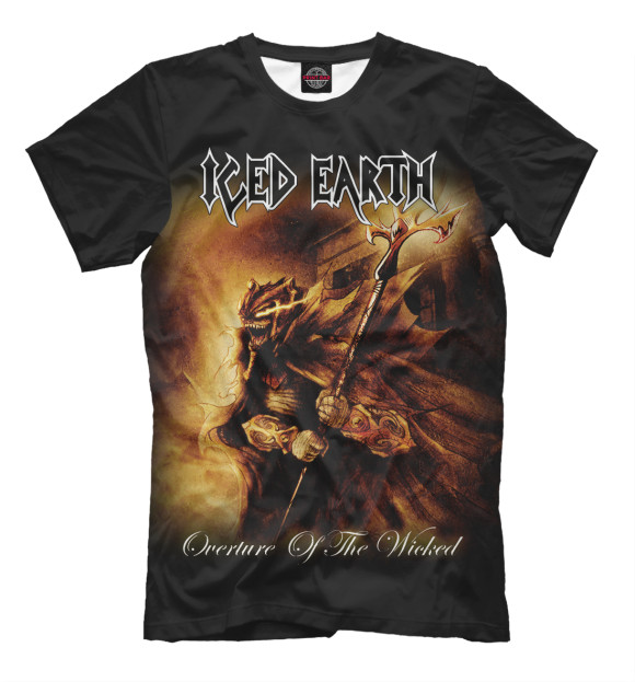 Мужская футболка с изображением Iced Earth цвета Черный