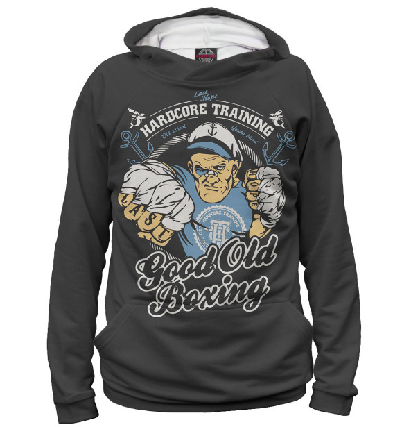 Мужское худи с изображением Бокс цвета Белый