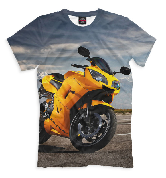 Мужская футболка с изображением Мотоцикл цвета Серый