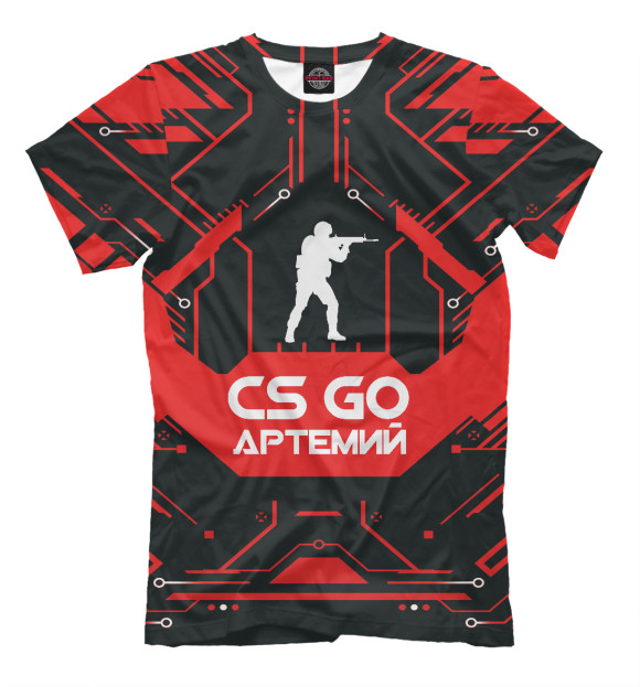 Мужская футболка с изображением Артемий в стиле CS GO цвета Черный