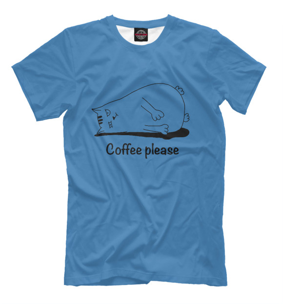 Мужская футболка с изображением Coffe please цвета Белый