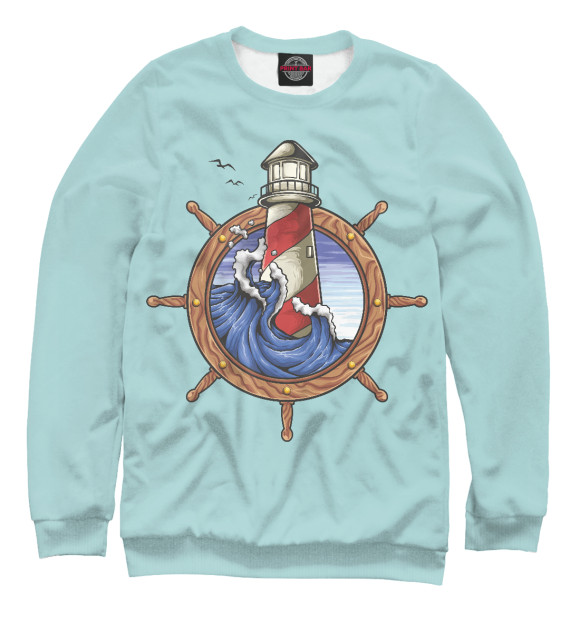 Мужской свитшот с изображением Маяк цвета Белый