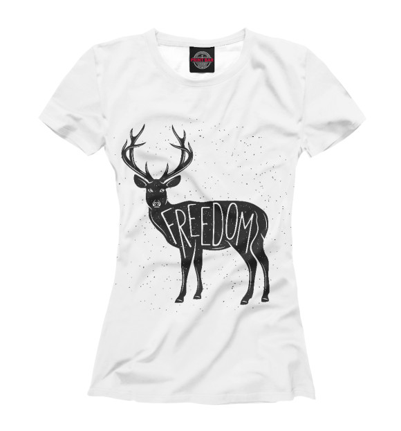 Женская футболка с изображением Олень цвета Белый