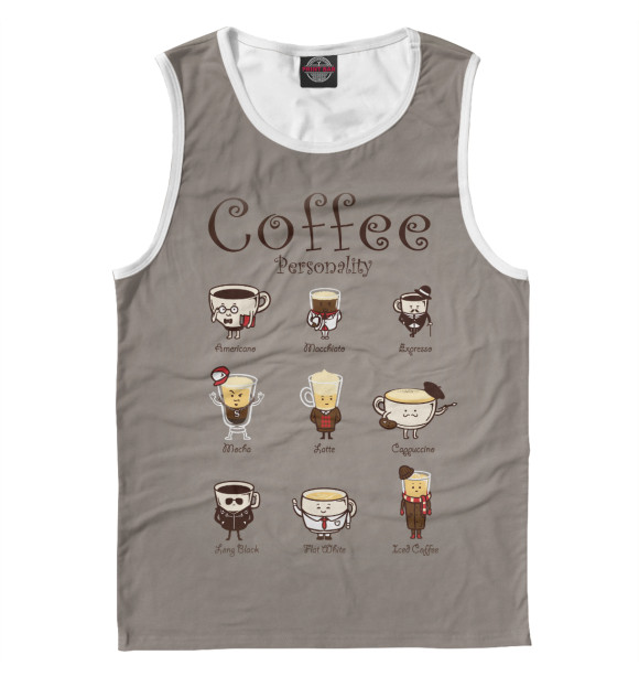 Майка для мальчика с изображением Coffee Personality цвета Белый