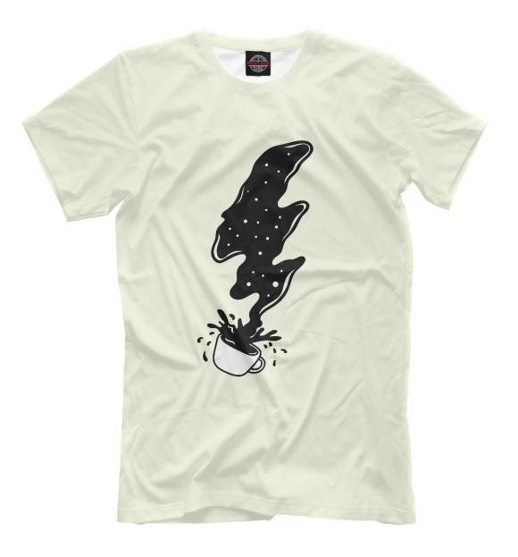 Мужская футболка с изображением Черный кофе цвета Молочно-белый