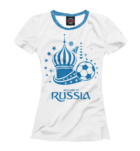Футболка для девочек с изображением Футбол России цвета Белый