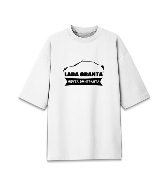 Мужская футболка оверсайз с изображением LADA GRANTA цвета Белый