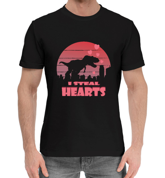 Мужская хлопковая футболка с изображением Я краду сердца цвета Черный