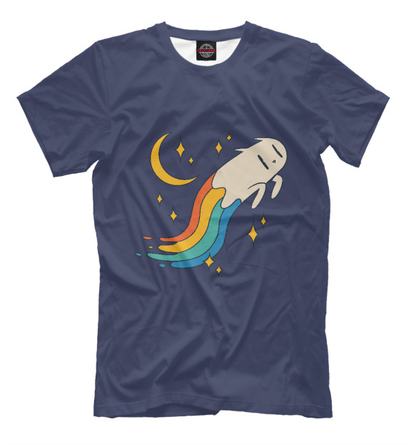 Футболка для мальчиков с изображением Rainbow Cat цвета Белый