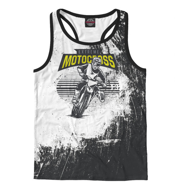 Мужская майка-борцовка с изображением Мотокросс цвета Белый