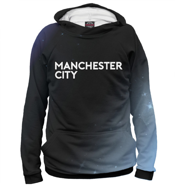 Женское худи с изображением Manchester City - Космос цвета Белый