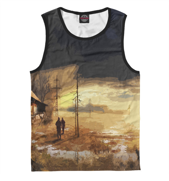 Мужская майка с изображением СТАЛКЕР Тень Чернобыля цвета Белый