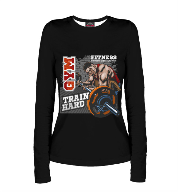 Женский лонгслив с изображением Train hard цвета Белый