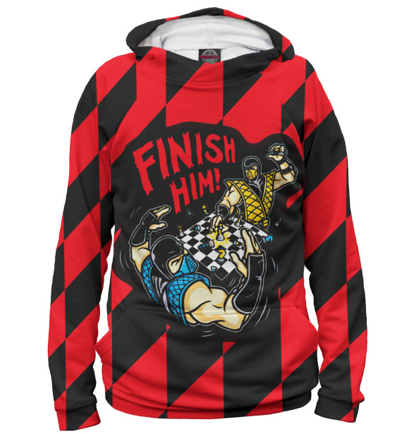 Мужское худи с изображением Finish him! цвета Белый