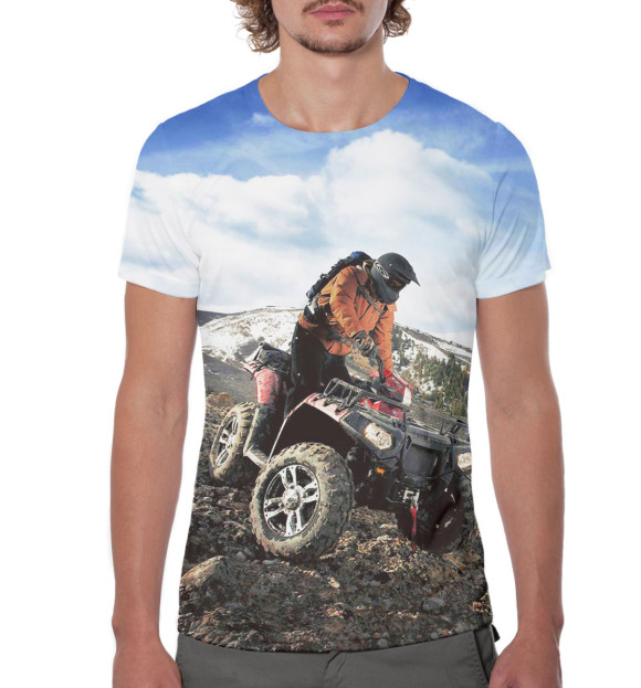 Мужская футболка с изображением Квадроцикл цвета Белый