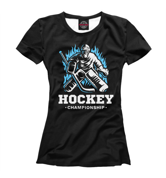 Женская футболка с изображением Хоккей цвета Белый