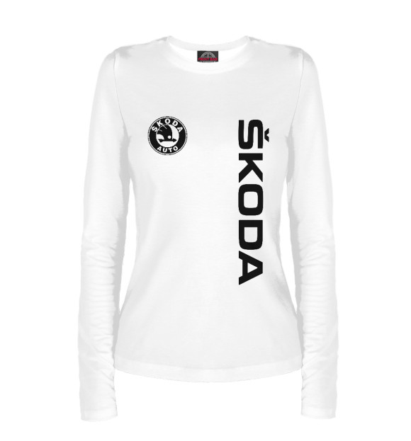 Женский лонгслив с изображением Skoda цвета Белый