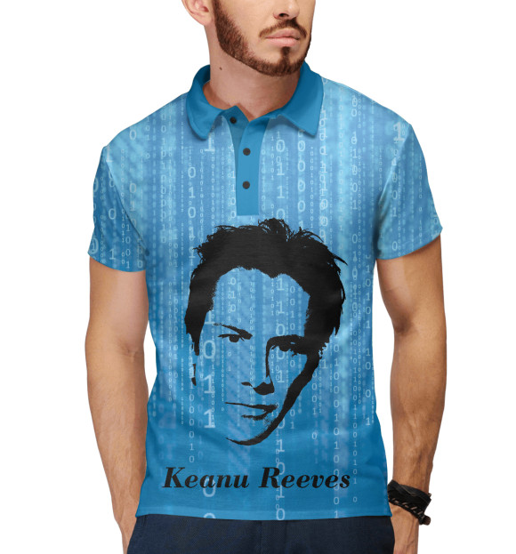 Мужское поло с изображением Keanu Reeves цвета Белый
