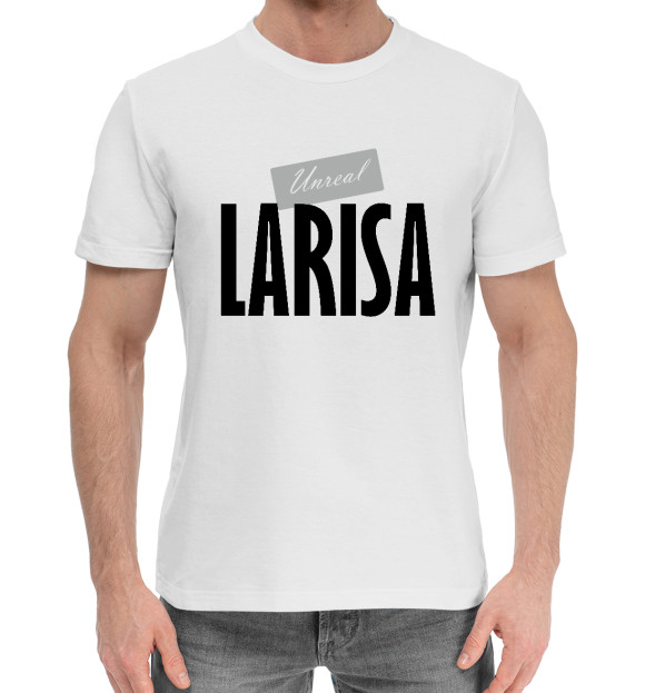Мужская хлопковая футболка с изображением Лариса цвета Белый