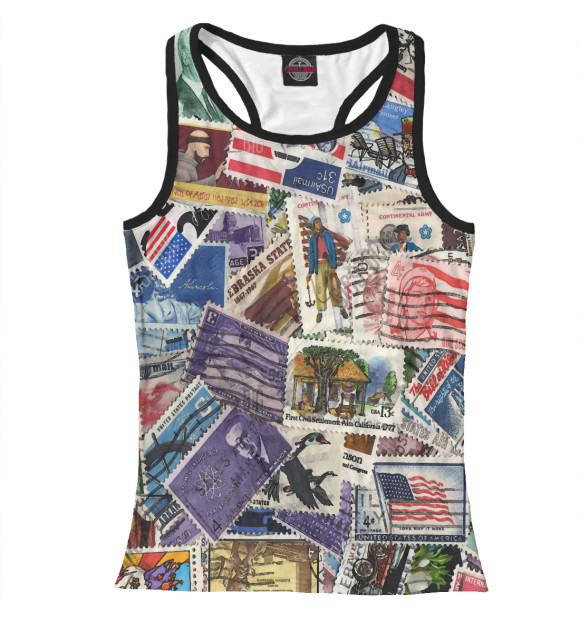 Женская майка-борцовка с изображением Марки СССР цвета Белый