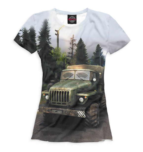 Футболка для девочек с изображением Spintires цвета Белый