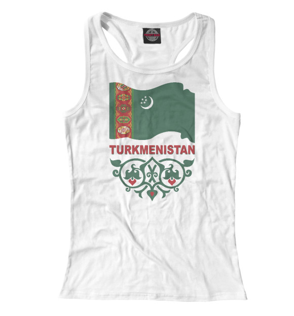 Женская майка-борцовка с изображением Туркмения цвета Белый