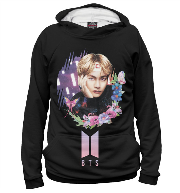 Женское худи с изображением BTS цвета Белый