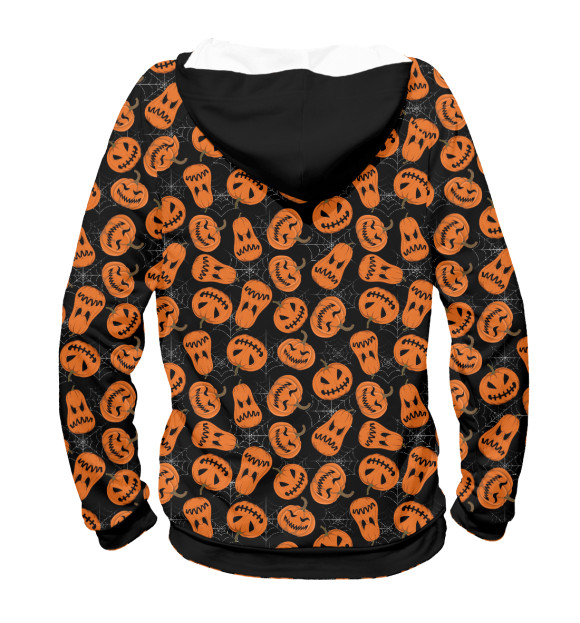 Женское худи с изображением Halloween Pumpkin цвета Белый