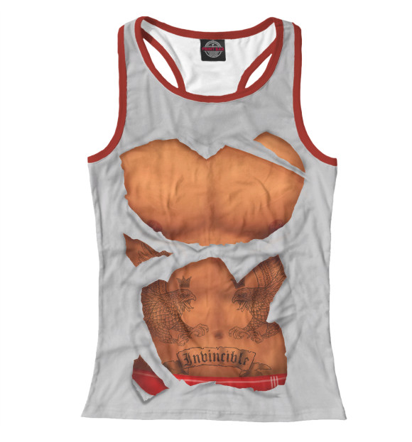 Женская майка-борцовка с изображением Тело мачо цвета Белый