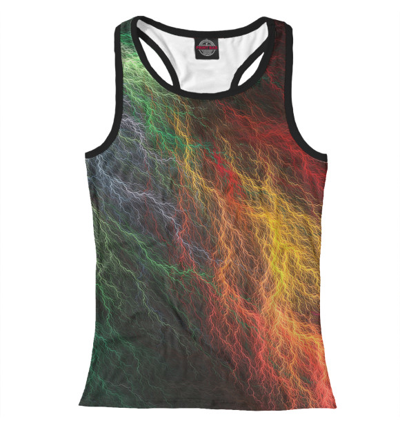 Женская майка-борцовка с изображением Цветная молния цвета Белый