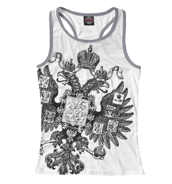Женская майка-борцовка с изображением Имперский герб 1883 года на белом фоне цвета Белый