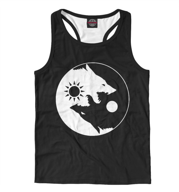 Мужская майка-борцовка с изображением Волки (Инь-Янь) цвета Белый