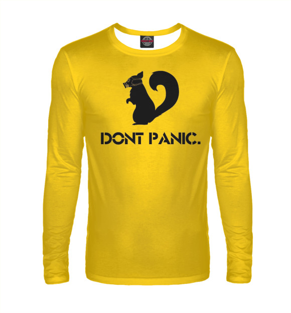 Мужской лонгслив с изображением Dont panic цвета Белый