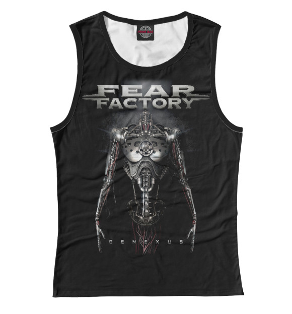 Майка для девочки с притом Fear Factory цвета Белый Майка для девочки с изображением Fear Factory цвета Белый