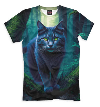 Мужская футболка Кот в лесу